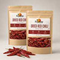 Piment rouge séché naturel 150g, épice entière séchée pour la vente au détail, la restauration et les cuisines commerciales, faible MOQ, emballage OEM