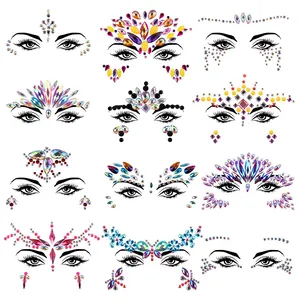 Face Gem Jewels Rave Colorful Crystal Gem Eye Face Body Jewel Crystal Rhinestone Stickers For Festival Party