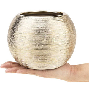 Pots de Fleurs d'Intérieur en Céramique pour Dropshipping, Finition Dorée, Petits Jardinières pour Plantes d'Intérieur, Succulentes, Orchidées et Sansevières pour Jardin - Product Image 1