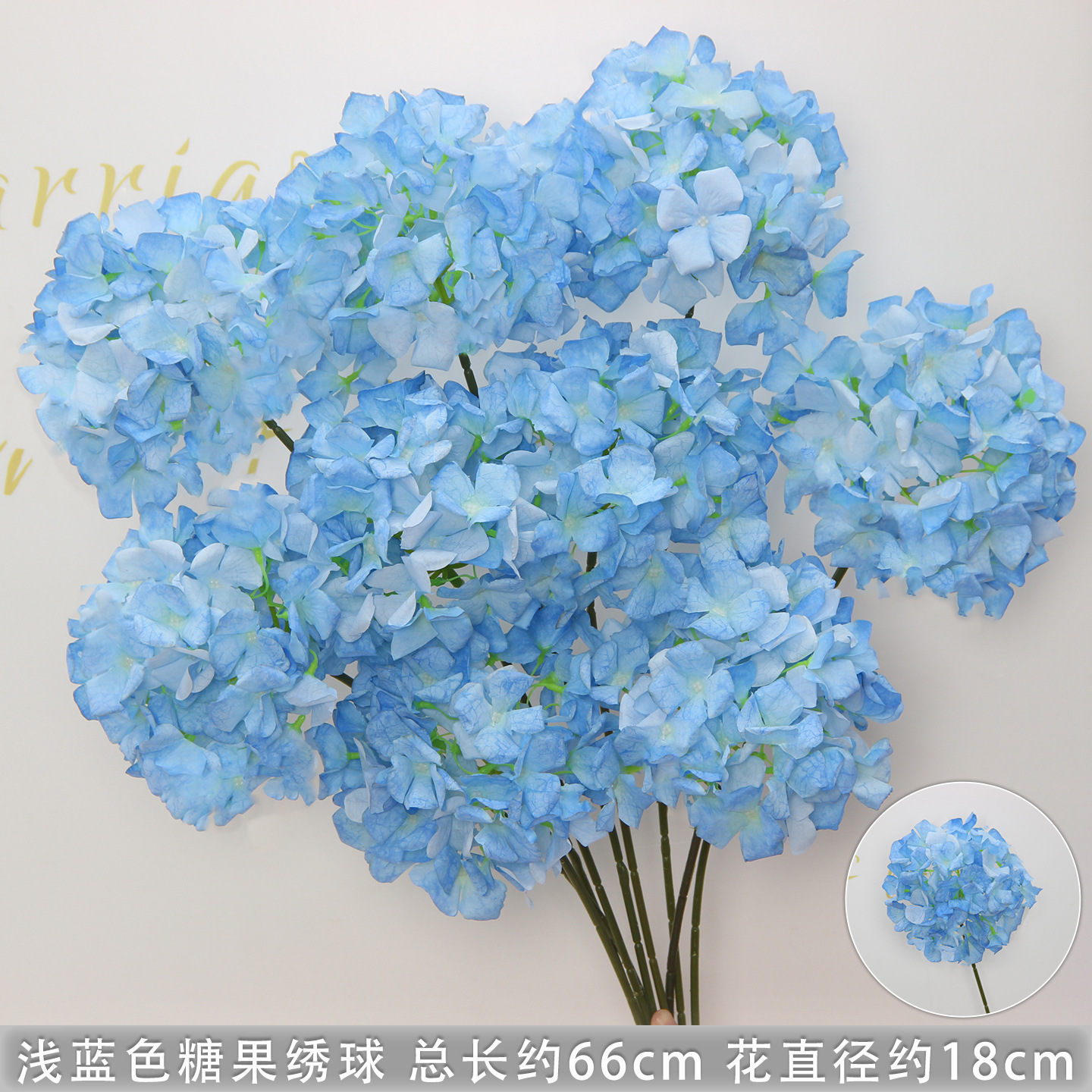 Branche d'hortensia bonbon bleu clair
