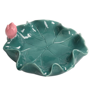 Cendrier en céramique en forme de feuille de lotus, décoration de table à thé, style oriental, accessoire pour fumeurs - Product Image 5