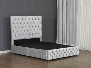 Кровать-трансформер Willsoon Modern Grey Velvet с мягким изголовьем и ящиками для хранения – роскошная мягкая кровать-оттоманка для спальни - Product Image 4
