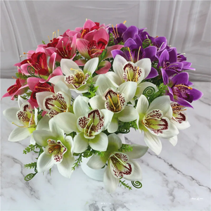 10 Pièces/Bouquet d'Orchidées Artificielles Blanches en Soie pour DIY, Mariage, Décoration de Chemin, Maison, Bureau, Vase, Accessoires, Fausses Fleurs - Product Image 2