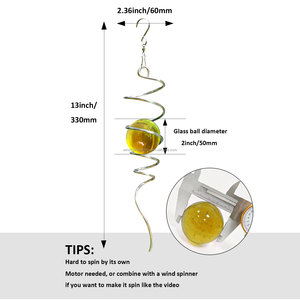 Regalo squisito in acciaio inossidabile wind spinner Garden Home Feng Shui Decoration Metal craft-spirale w/yellow gazing ball - Product Image 1