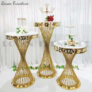 Großhandel Hochzeit Event Gold Farbe beliebte Design Bar und Cocktail Tisch Edelstahl Hoch tisch