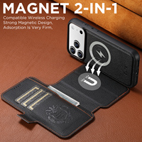 Étui de téléphone magnétique sans fil avec béquille et texture litchi en PU pour les séries Apple 18/17/16/15/14/13