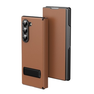 Étuis de téléphone portable en cuir PU avec électroplaqué avancé pour Samsung Z Fold 8 3 4 5 6 7 avec support à bande, coque rigide antichoc - Product Image 1