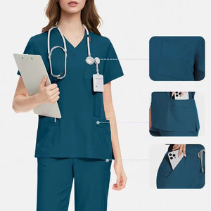 Divisa medica da infermiera in tinta unita, personalizzabile, set di abiti chirurgici da medico, abbigliamento medico da <span class=keywords><strong>donna</strong></span>, uniforme medica - Product Image 2