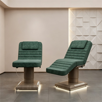 Lit de soin électrique moderne avec base dorée, éclairage LED et télécommande pour salon de beauté et massage
