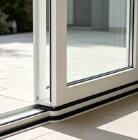 Porte extérieure moderne personnalisée, résistante au vent et durable, en aluminium blanc renforcé, avec verre de confidentialité et joint d'étanchéité