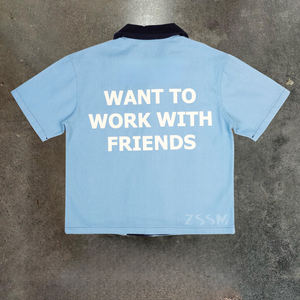 カスタム刺繍ロゴボタンメンズポロシャツカット縫いわずかにトリミングフィットキューバ襟付きシャツボックスワークシャツ男性用 - Product Image 5