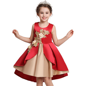 Vestido de Encaje Floral Personalizado de Alta Calidad ODM para Niñas, Vestido de Princesa con Cuello Redondo y Capas para Niñas de 8 Años - Product Image 1