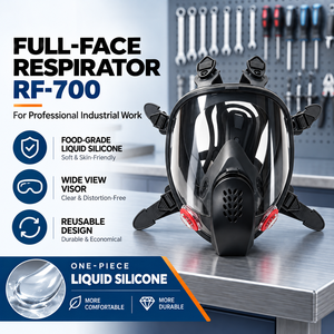 Masque respiratoire intégral NB-2834 en silicone avec filtres remplaçables pour la poussière et les gaz nocifs, homologué CE - Product Image 2