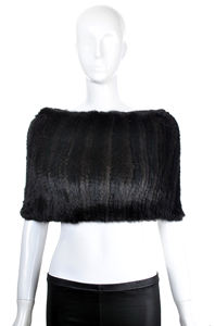 YR714 femmes tricot à la main véritable fourrure de vison Cape élastique Snood écharpe taille unique sexe poitrine Wrap 3 façons - Product Image 3