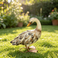 Statue de canard moderne résistante aux intempéries, sculpture de jardin, art métallique d'extérieur pour patio, ornement de pelouse
