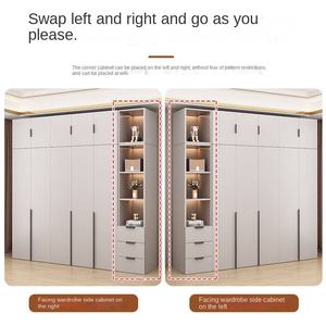 خزانة ملابس خشبية بسيطة وعصرية بلون الكريم مع خزانة عرض قابلة للتركيب بحرية لتخزين الملابس في غرفة النوم - Product Image 5