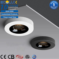 Plafonnier LED commercial Ecolux CE 7W, ultra-fin, en fer, rond, à montage en surface, pour centre commercial