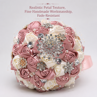 Luxe bruidsboeket met strass parel kristallen versiering meerkleurige handbloem huwelijksceremonie feestdecoratie