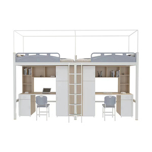 Moderno <span class=keywords><strong>letto</strong></span> a castello in metallo doppio acciaio con armadio per adulti scuola universitaria mobili per uso dormitorio Loft - Product Image 5