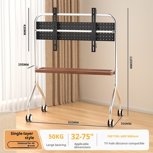 Supporto <span class=keywords><strong>TV</strong></span> <span class=keywords><strong>Mobile</strong></span> Universale con Ruote e Ripiano in Legno per Soggiorno, Camera da Letto, Ufficio e Sala Conferenze - Product Image 5