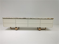 Meuble TV moderne en marbre italien sur mesure, plateau en pierre naturelle de luxe pour la maison, support TV pour salon et bureau