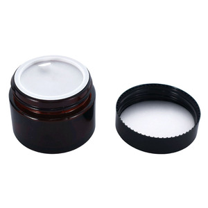 Pot cosmétique de luxe en verre ambré avec couvercle blanc sécurisé pour <span class=keywords><strong>hydratant</strong></span> visage, baume à <span class=keywords><strong>lèvres</strong></span>, échantillon de voyage 5g - Product Image 2