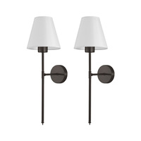 Lampe murale LED moderne nordique créative sans fil rechargeable avec télécommande en fer et tissu pour chambre à coucher, chevet, gîte, escalier