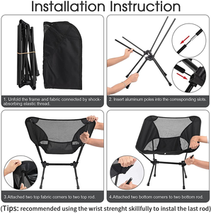 Silla Portátil Tipo Luna, Ligera, Plegable, Asiento Extendido, Ultraligera, Desmontable, para Oficina y Hogar, con Bolsa de Transporte - Product Image 2