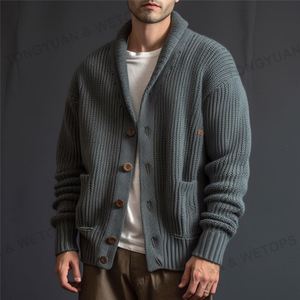 Custom <strong>Cardigan</strong> <strong>Men's</strong> Jersey Button-Down Shawl Collar <strong>Cardigans</strong> <strong>With</strong> <strong>Pockets</strong> Oversized Sweater - Product Image 5