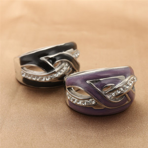Anillo Geométrico de Acero de Titanio Plateado, Morado, Negro con Incrustaciones, Estilo Retro, Unisex, Joyería de Moda, Regalo 290127 - Product Image 1