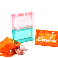 Pochette transparente en PVC à fermeture à pression, trousse de toilette de voyage, sac de rangement pour maquillage avec logo personnalisé, vente en gros