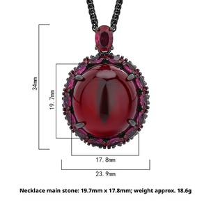 จี้เพชรทรงรีสีแดงขนาด 18*20 มม. ดีไซน์ทันสมัย สีสันสดใส เป็นมิตรต่อสิ่งแวดล้อม ทำจากทองแดง ประดับด้วยพลอยหลากสี เหมาะสำหรับเป็นของขวัญหมั้น  พร้อมสร้อยคอสำหรับทั้งชายและหญิง - Product Image 2