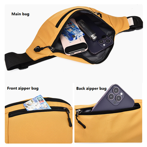 Riñonera impermeable con logotipo personalizado y precio al por mayor, riñonera de poliéster para mujer y hombre, riñonera para teléfono móvil con cierre de cremallera y letras - Product Image 3