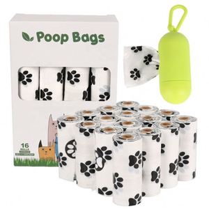 16 rouleaux de sacs à déjections canines biodégradables écologiques, motif patte mignon, matériau EPI/D2W+HDPE, épaisseur 0,012 mm, sacs à déjections design - Product Image 3