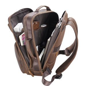 Vintage Style Men's Crazy Horse Genuine Leather Laptop Backpack Dark Brown Full Grain Leather Zipper Closure <strong>Travel</strong> <strong>Day</strong> <strong>Bag</strong> - Product Image 5