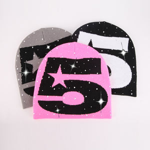 Berretti Invernali di Alta Qualità con Logo Personalizzato in Strass, Zuccotto Lavorato a Maglia Caldo per Uomo e Donna - Product Image 4