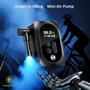 Pompe à air mini portable pour vélo 150 PSI, gonfleur intelligent avec arrêt automatique et lumière d'urgence pour vélo/vélo électrique/moto/trottinette électrique - Product Image 6