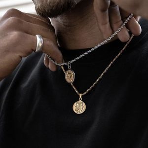 Collier pendentif rétro en acier inoxydable plaqué or 18 carats avec portrait de centurion romain, pendentif étanche pour <span class=keywords><strong>homme</strong></span> - Product Image 4