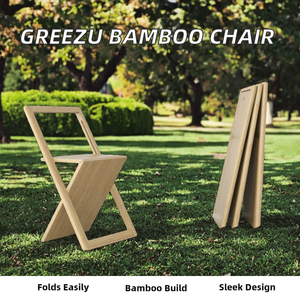 كرسي قابل للطي من الخيزران الصلب من جريزو، مقاوم للماء وسهل التخزين، مناسب للمنزل والفنادق والحدائق وحفلات الزفاف - Product Image 2