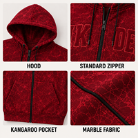 IKDEER Sweat à capuche zippé personnalisé avec imprimé effet craquelé en coton épais pour marque streetwear, commande en gros