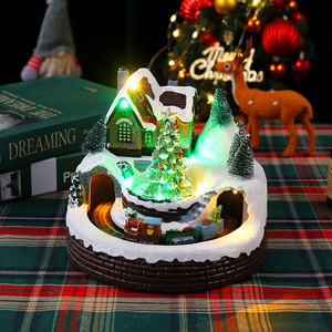Resin Rotating <b>Train</b> <b>Christmas</b> Decoration with Luminous Music Santa Claus Gift <b>Ornament</b> for Holiday Supplies - Product Image 6