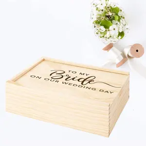 Caixa de memória personalizada gravada, caixa de madeira do casamento