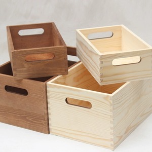Solid Wood Storage <b>Box</b> Rectangle Open Top Desktop Organizer With Handles For Office Use - Product Image 1