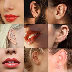 Ensemble de Piercings pour le Nez en Acier Inoxydable avec Clous en Zirconium, Anneaux Géométriques en Forme de L et de 7, Bijoux Cadeaux pour Femmes - Product Image 3