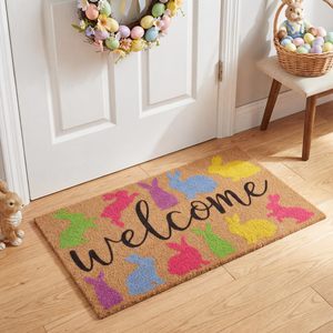 Alfombra de Entrada Cangming, Imitación de Fibra de Coco, 18x30 Pulgadas, Diseño de Conejito, para Puerta Principal - Product Image 1