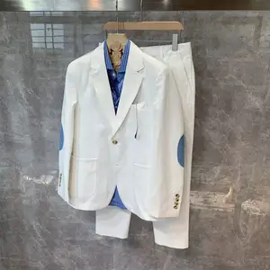 Yeni ince takım elbise rahat ceket erkek kore eğilim japon beyaz takım erkek moda ince bölüm