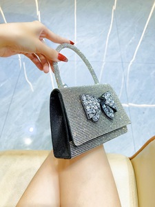 New Cross-border Full Bow Women's Polyester Flap <b>Handbag</b> Rhinestone Decoration <b>Small</b> Square Urban Simplicity Daily Bag Tanjing - Product Image 2
