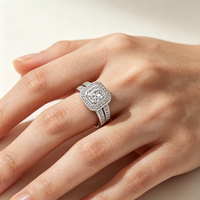 Harga Grosir Perhiasan Wanita Perak 925 Lapis Rhodium Model Cushion Cut Zircon Trendi untuk Pernikahan, Pertunangan, Hadiah, dan Pesta
