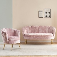 Chaise de canapé en velours vert rose classique moderne avec pieds en métal doré pour bureau salon bar hôtel-vente en gros de meubles de maison