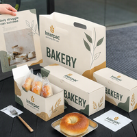 Ensemble d'emballages pour boulangerie, boîtes à beignets réutilisables et portables avec séparateurs et grand sac de courses en papier, impression personnalisée, vente en gros